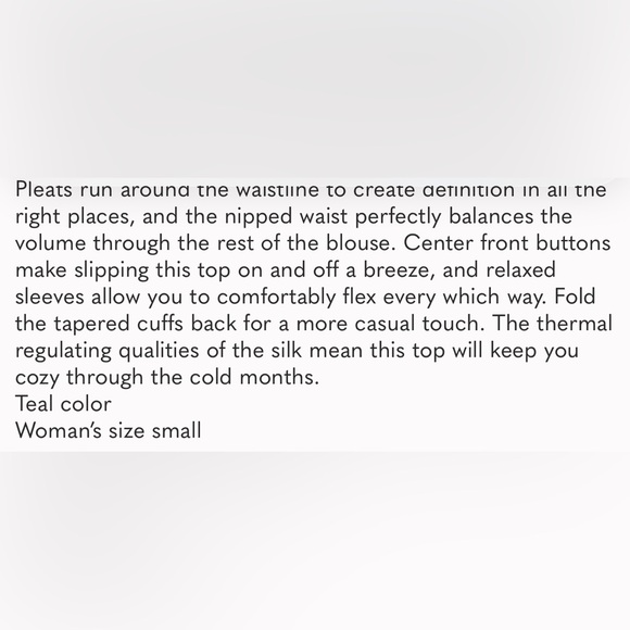 MM. LAFLEUR The Sontag Top - Teal  Green Stretch Silk top size small - Picture 11 of 11